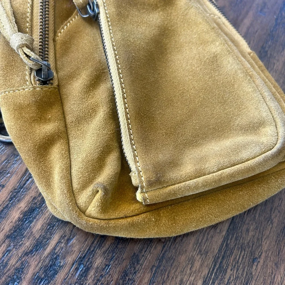 Free People Leather Hudson Suede Sling Bag Apple Green - Picture 7 of 14